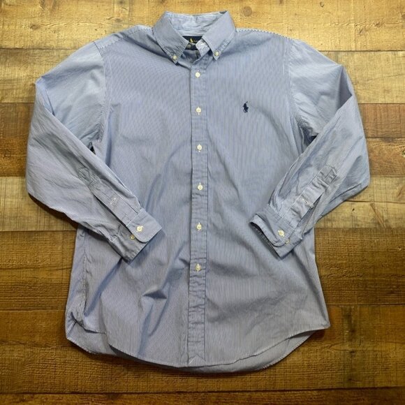 Men's Ralph Lauren Blu & White Custom Fit Oxford Shirt size 16 (32/33) - Picture 1 of 4